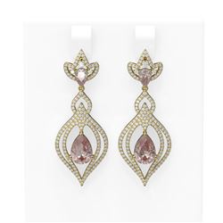 7.63 ctw Morganite & Diamond Earrings 18K Yellow Gold