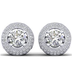 1.75 ctw VS/SI Diamond Art Deco Micro Stud Earrings 14k White Gold