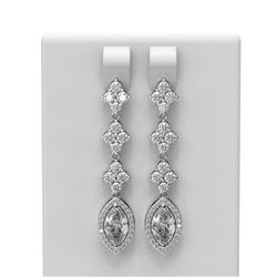 3.89 ctw Marquise Diamond Earrings 18K White Gold
