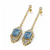 Image 3 : 10.81 ctw Aquamarine & Diamond Earrings 18K Yellow Gold