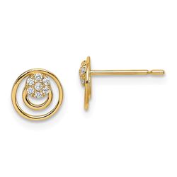 14k Cubic Zirconia Circle Design Post Earrings - 46 mm