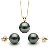 Image 1 : Black Tahitian Pearl Solitaire Pendant and Classic Stud Earring Set