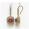 Image 2 : 12.9 ctw Certified Ruby & Diamond Victorian Earrings 14K Yellow Gold