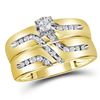 Image 2 : 10kt Yellow Gold His & Hers Round Diamond Solitaire Matching Bridal Wedding Ring Band Set 1/4 Cttw