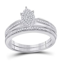 Sterling Silver Womens Round Diamond Bridal Wedding Engagement Ring Band Set 1/4 Cttw