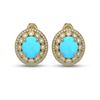 Image 1 : 9.21 ctw Turquoise & Diamond Victorian Earrings 14K Yellow Gold