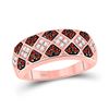 Image 1 : 10kt Rose Gold Womens Round Red Color Enhanced Diamond Checkered Band 1/2 Cttw