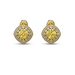 3.89 ctw Canary Citrine & Diamond Victorian Earrings 14K Yellow Gold