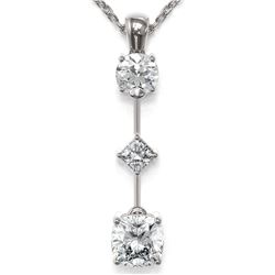 1.16 ctw Cushion Cut Diamond Designer Necklace 18K White Gold