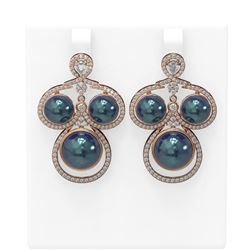 2.61 ctw Diamond & Pearl Earrings 18K Rose Gold