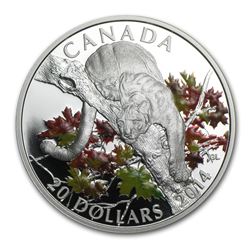 2014 Canada 1 oz Silver $20 Cougar Perched on a Maple Tree