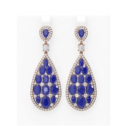 27.47 ctw Sapphire & Diamond Earrings 18K Rose Gold