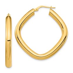 14k Yellow Gold Thick Square Hoop Earrings - 2x4 mm