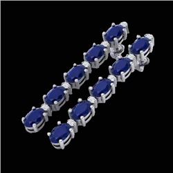 17.97 ctw Sapphire & VS/SI Certified Diamond Tennis Earrings 10k White Gold