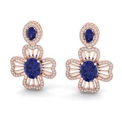 9.26 ctw Tanzanite & Micro Pave VS/SI Diamond Earrings 14k Rose Gold