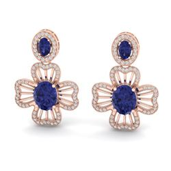 9.26 ctw Tanzanite & Micro Pave VS/SI Diamond Earrings 14k Rose Gold