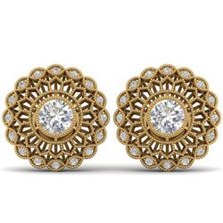 1.5 ctw Certified VS/SI Diamond Art Deco Stud Earrings 14k Yellow Gold