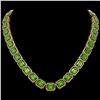 Image 1 : 73.41 ctw Peridot & Diamond Micro Pave Halo Necklace 10k Yellow Gold