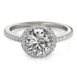 0.9 ctw Certified VS/SI Diamond Solitaire Halo Ring 14k White Gold