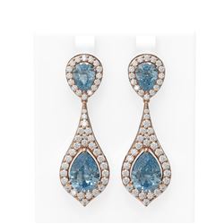10.01 ctw Blue Topaz & Diamond Earrings 18K Rose Gold