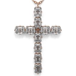 2.5 ctw Emerald Cut Diamond Cross Necklace 18K Rose Gold