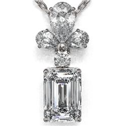 1.4 ctw Emerald Cut Diamond Designer Necklace 18K White Gold