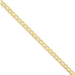 14k Gold 3.35 mm Semi-Solid Curb Link Chain Bracelet - 7 in.