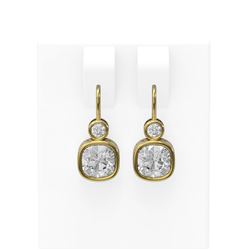 2.24 ctw Cushion Diamond Earrings 18K Yellow Gold