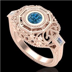 0.75 ctw Fancy Intense Blue Diamond Art Deco Ring 18k Rose Gold