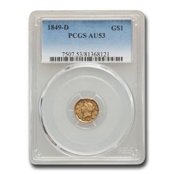 1849-D $1 Liberty Head Gold AU-53 PCGS