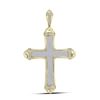 Image 1 : 10kt Yellow Gold Mens Round Pave-set Diamond Cross Crucifix Charm Pendant 1-1/2 Cttw