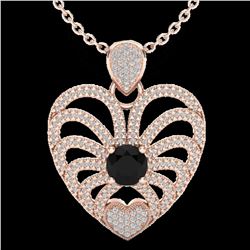 3.50 ctw Black & White Micro Diamond Heart Necklace 14k Rose Gold