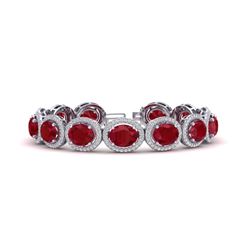 30 ctw Ruby & Micro Pave VS/SI Diamond Certified Bracelet 10k White Gold