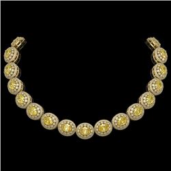 89.35 ctw Canary Citrine & Diamond Victorian Necklace 14K Yellow Gold