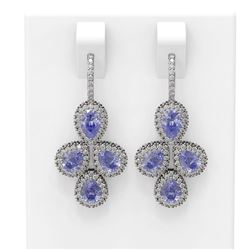 13.8 ctw Tanzanite & Diamond Earrings 18K White Gold