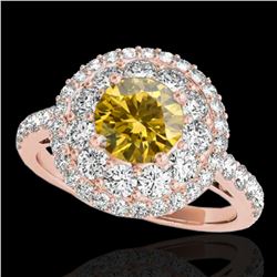 2.09 ctw Certified SI/I Fancy Intense Yellow Diamond Ring 10k Rose Gold