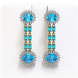 9.85 ctw Swiss Topaz & Diamond Earrings 14K Yellow Gold
