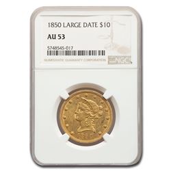 1850 $10 Liberty Gold Eagle AU-53 NGC (Large Date)