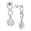 Image 1 : 10kt White Gold Womens Round Diamond Cluster Dangle Infinity Earrings 1-1/4 Cttw