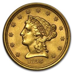 1856 $2.50 Liberty Gold Quarter Eagle AU Details (Cleaned)