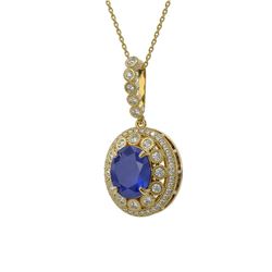 8.66 ctw Sapphire & Diamond Victorian Necklace 14K Yellow Gold