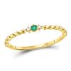 Image 1 : 10kt Yellow Gold Womens Round Emerald Solitaire Diamond-accent Stackable Ring .03 Cttw