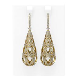4.17 ctw Diamond Earrings 18K Yellow Gold