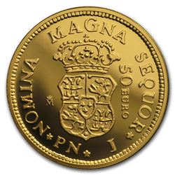2018 Spain Proof Gold ‚¬50 150th Anniversary Spanish Escudos