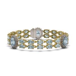 15.72 ctw Aquamarine & Diamond Bracelet 14K Yellow Gold