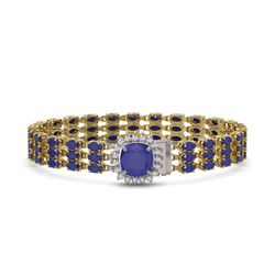 31.91 ctw Sapphire & Diamond Bracelet 14K Yellow Gold