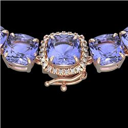 100 ctw Tanzanite & VS/SI Diamond Halo Micro Necklace 14k Rose Gold