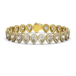 15.85 ctw Pear Cut Diamond Micro Pave Bracelet 18K Yellow Gold