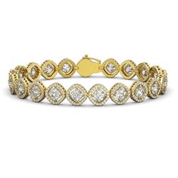 15.58 ctw Cushion Cut Diamond Micro Pave Bracelet 18K Yellow Gold