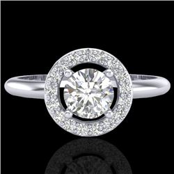 0.70 ctw Micro Pave Halo VS/SI Diamond Certified Ring 18k White Gold